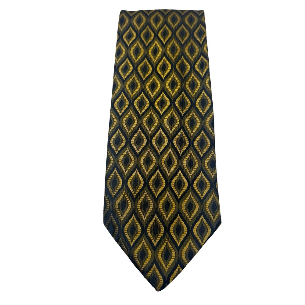 John W. Nordstrom Vintage Silk Tie 60" x 4" Geometric Ogee Made in Italy Ikat